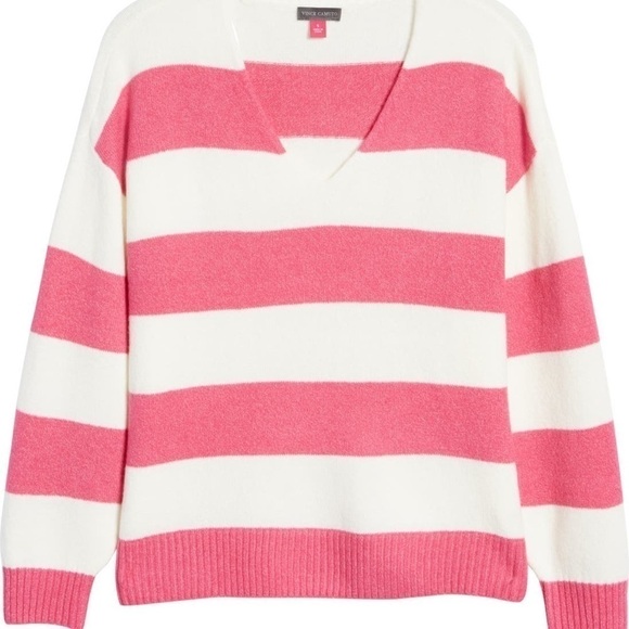 VINCE Camuto Striped V-neck Sweater - Picture 5 of 7